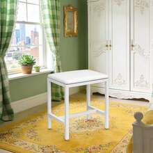 White Cushioned Dressing Table Metal Stool Seating Bedroom Furniture Chair Stool - White - View 7