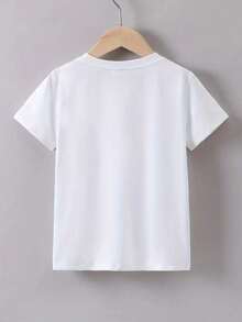 Strange Stories, Comfortable And Casual Boys' White Round Neck Short Sleeve Hoodie Made Of Polyester Fiber Material - White - View 4