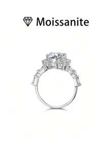 1 chiếc nhẫn cưới nữ, kiểu dáng hoa văn halo, bạc sterling 925 2.8g, đá Moissanite 2 carat, phong cách Bohemian Palace, thích hợp làm quà tặng đính hôn, cưới, kỷ niệm, ngày Valentine. Kèm theo giấy chứng nhận Moissanite và hộp quà sang trọng. - Bạc - Xem 8