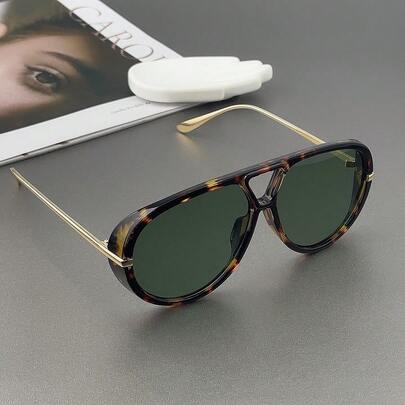 Gafas de aviador para mujer y hombre, gafas redondas vintage de gran tamaño, con montura grande de estilo vintage, gafas de moda de estilo europeo y americano, accesorios de moda para exteriores y estilo callejero, para mujer, gafas para otoño e invierno, accesorios de playa, básicos vintage Y2K, casual de negocios, regalos