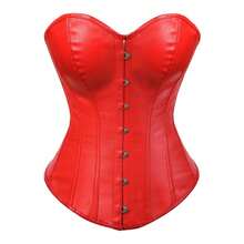 Jutrisujo Womens Gothic Corset Bustier Top In Faux Leather Suitable For Halloween Costumes Cosplay And Everyday Wear Plus Size Red - 808A-Red - 查看 17