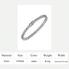 VOLUKA 3mm CZ Tennis Bracelet, Cubic Zirconia Pendant Bracelet, Unisex - White - View 14