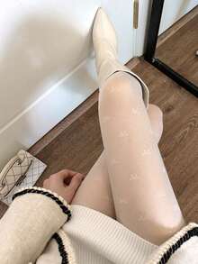 1双女士哥特复古连裤袜，黑色薄丝袜，修饰腿型，适合日常穿着，性感紧身丝袜 - 彩色 - 查看 9