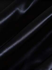 女士时尚新款休闲光滑缎面纽扣衬衫 - 黑色 - 查看 3