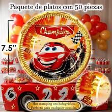 50 Pz Plato Cartón Premium Pastelero Happy Birthday Hb Rojo Confeti Oro - Turbito Naranja - Ver 3