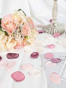 100/200/300pcs Silk Satin Fake Pink Rose Petals, Romantic Night, Aisle Decor, Tabletop Confetti, Party Favors, Home Wedding, Valentine's Day Proposal, Anniversary Decoration, Tabletop Decor, Photography Props, Party Supplies - Multicolor - View 8