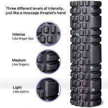 1个黑色泡沫轴，泡沫轴按摩器，非常适合自我按摩、空心肌肉按摩、瑜伽普拉提、运动肌肉按摩、肌肉按摩、瑜伽触发点网格 - 彩色 - 查看 4