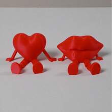 1 herzförmige Statue und 1 lippenförmige Statue, 3D kreative Dekoration, ohne Strombedarf, geeignet für Valentinstag Party Dekoration als Geschenk für Freunde, Tischfigur, Geburtstags Dekoration, Themen-Setting, leichte Ausstellung - Verschiedenfarbig - Übersicht 9