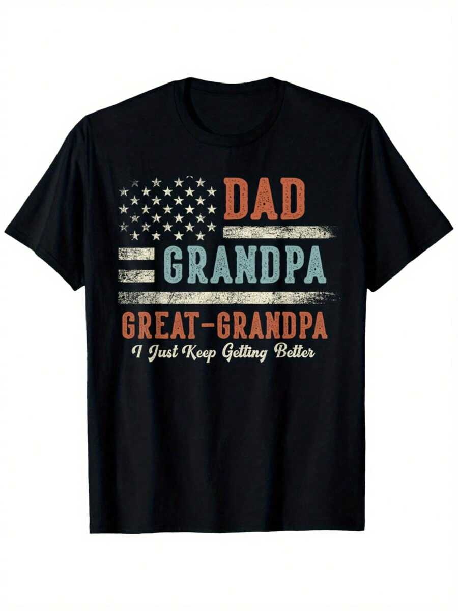 Camiseta de papá, abuelo, bisabuelo, sigo mejorando, transferencia de calor local estadounidense - Negro - Ver 1