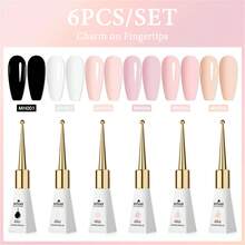 Mtssii 10ml 6pcs Glass Bottle Gel Nail Polish Set Nude Pink Solid Color Gel Polish Set Semi Permanent Nail Polish Varnish Soak Off UV LED Gel Nail Glue Manicure Kit Nail Supplies Nail Art DIY Home Salon Gifts For Women Nails - Multicolor - View 22
