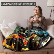 Monster Jam Monster Truck Flannel Blanket Soft Warm Polyester Fiber Throw For Kids Boys Girls All Seasons Ideal Gift - 彩色 - 查看 6