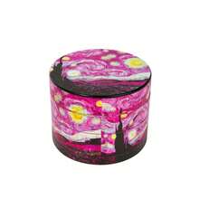 OFFPUFF 2 Pieces Pink Starry Night Rolling Tray And Herb Grinder Set - 粉色 - 查看 5