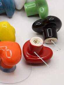 2pcs Ceramic Heart-Shaped Handles, Polished Metal Surface, Pink Heart Drawer Pulls, Suitable For Cabinets, Furniture And Shoe Cabinets