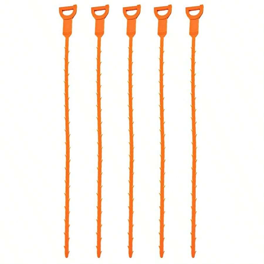 5PCS PP Plastic Sink Drain Clog Remover - Flexible Hair Catcher & Drain Cleaner, Unclogging Tool For Bathroom Sink, Bathtub, Shower & Kitchen - 橘色 - 查看 1
