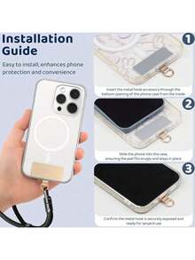 2条通用手机挂绳贴纸，超薄金属不锈钢手机配件，适用于全包式手机壳、夹子、智能手表腕带，通用饰品配件，兼容安卓及大多数智能手机，送给母亲、家人、朋友、孩子、生日、节日的礼物 - 金色 - 查看 10