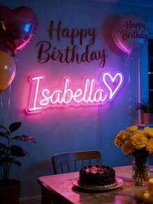 定制霓虹灯 - 个性化USB供电亚克力装饰灯，可调光，是卧室、婚礼、生日、客厅、圣诞节和派对装饰的理想之选。也是一款精美的墙面装饰霓虹灯，是送给朋友的理想礼物，尤其适合节日和周年纪念日，也是送给她的完美礼物。 - 彩色 - 查看 4