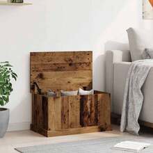 Coffre de rangement vidaXL, aspect bois recyclé, 70 x 40 x 38 cm, matériau à base de bois - Tabac - Voir 2