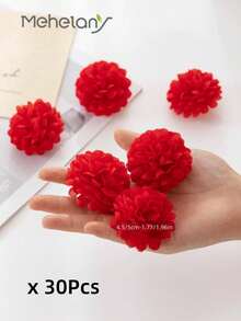 MEHELANY 每包30个/15个/6个万寿菊花头，散装，红色人造花头，丝绸仿真花头，菊花花头，迷你花头，适用于亡灵节装饰、节日装饰、DIY万寿菊花环（亡灵节）、墨西哥婚礼装饰、派对/婴儿派对装饰、秋季派对装饰、感恩节装饰、桌面摆件、人造花、塑料花环装饰、情人节、生日/毕业礼物、秋季装饰 - 紅色 - 查看 6
