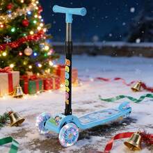 Regalo Navideño Niños  Patinete 3 Ruedas Ruedas Luminosas Vibrantes Equilibrado Ambiente Festivo Navideño Juguete Exclusivo - Azul - Ver 9