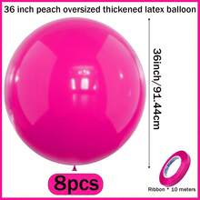 36英寸（约91.4厘米）巨型蜜桃粉色气球，2/4/6/8/10个装超大哑光紫红色乳胶氦气球，适用于婚礼新娘、礼物、情人节、生日派对、装饰 - 玫紅色 - 查看 8