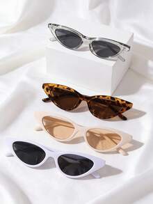 4pcs Fashionable High-End Personalized Streetwear Cat Eye Fashion Glasses - Multicolor - View 5