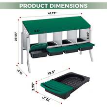 Techigher Chicken Nesting Boxes, 3/4 Hole Metal Chicken Egg Laying Box With Pull-Out Trays And Rollout Egg Collection For ChickenCoop - Green With Metal Legs, 4 Holes - View 9