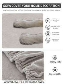 1 Stück Stretch Sofabezug, rutschfeste Vollabdeckung Sofa Sitzbezug, Chenille Stoff Allwetter Sofa Kissenbezug, dicker Sofa Überwurf, maschinenwaschbar, staubdicht, tierfreundlich, dekorativ, verstellbar für Ecksofa, Schlafzimmer, Büro, Wohnzimmer 1/2/3/4 Sitzer - Hellgrau - Übersicht 9