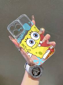 SpongeBob SquarePants 1个透明太空卡通表情字母图案防震手机壳，兼容三星/苹果17/16/15/14/13/12/11Pro Max/12Pro/14Plus等型号 - 彩色 - 查看 8
