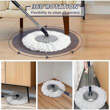 Spin Mop And Bucket SetMasthome EasyWring Microfiber Spin Mop With 3 Mop Pads Pedal Spinning Mops And Bucket With Wringer Set For Floor Cleaning - Home And Office Suitable - Xanh đậm - Xem 4