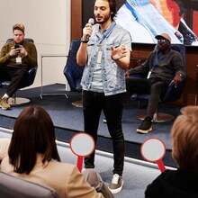 VILLCASE Tablero De Puntuación Borrable 4 Piezas Para Votación Marcador De Escritura Reutilizable Con Paletas De Respuesta Espuma Para Eventos Deportivos Y Subastas - como se muestra-20X10CM - Ver 5