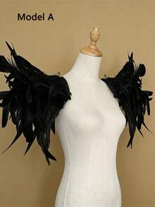 Gothic Style Long Feather Shawl, Costume Accessory For Masquerade, Festivals, Cosplay - Multicolor - View 2