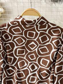 女士全身印花前扣短款后长款度假家居阿拉伯风格上衣 - 彩色 - 查看 7