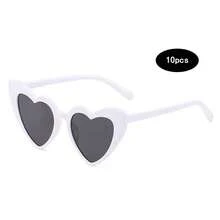 10 piezas Gafas de moda con forma de corazón, accesorio de moda perfecto unisex para fiestas, bodas, fotografía de Navidad y Año Nuevo, con marco blanco y lentes negros, gafas de moda, gafas de decoración para bodas, regalo de boda, accesorios para damas de honor y padrinos - Multicolor - Ver 9