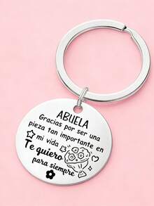 1 pieza Llavero de acero inoxidable para hombres, regalo de cumpleaños para abuela y abuelo, regalos de Acción de Gracias - Plateado - Ver 1