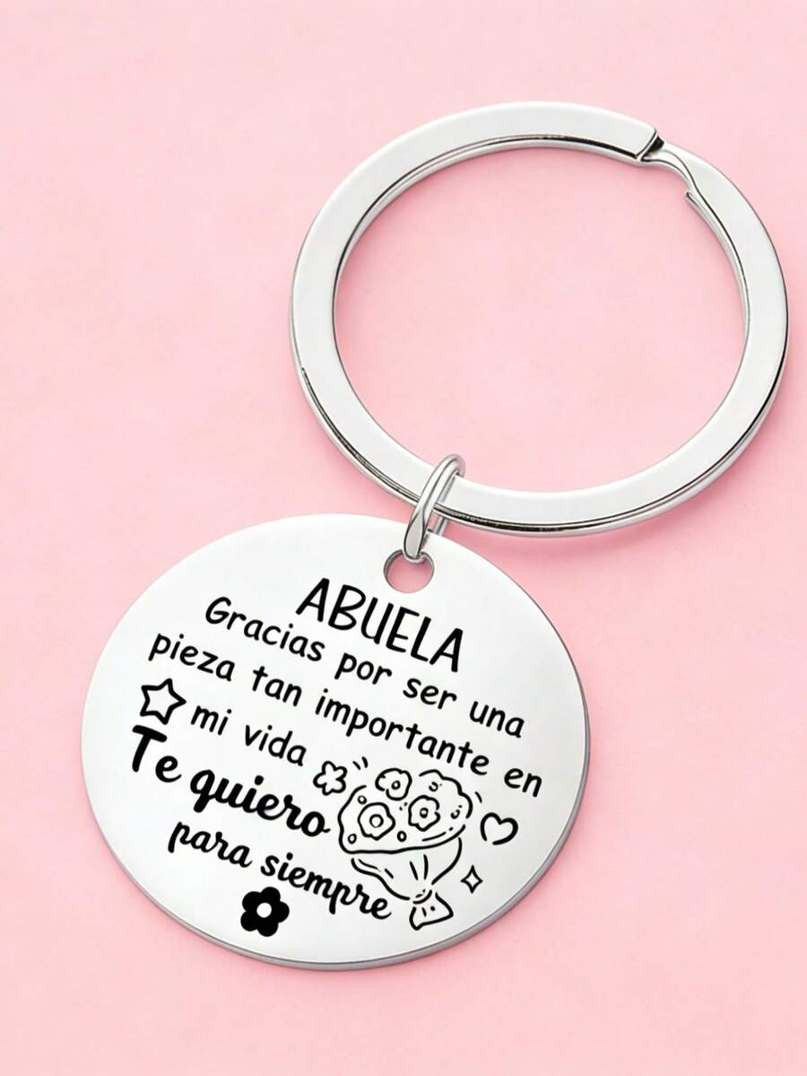 1 pieza Llavero de acero inoxidable para hombres, regalo de cumpleaños para abuela y abuelo, regalos de Acción de Gracias - Plateado - Ver 1