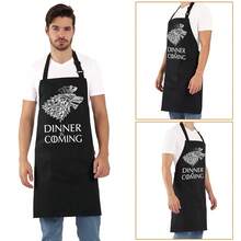 Grill Aprons For Men Women, Dinner Is Coming Kitchen Chef Apron With 2 Pockets And 40\ Long Ties, Adjustable Bib Apron For CooFKing, BBQ, BaFKing, Gardening, Black,Black14 - Black14 - 查看 9
