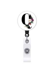 1pc Retractable ID Badge Reel With Clip, Rotary Clasp Fit For A-Z ID Cards, White Glass Keychain, Suitable For Nurses, Doctors, Office Supplies, Back To School Identification, Meaningful Gift For Halloween, Christmas, Valentine's Day, New Year For Friends, Colleagues, Teachers, Elders