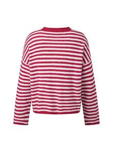 Women Knit Sweater Long Sleeve Button Closure Solid/Stripes Pullover Warm Sweater For Fall Winter - Burdeos - Ver 8