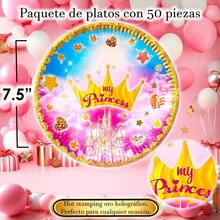 50 Pz Plato Cartón Premium Pastelero Happy Birthday Hb Rojo Confeti Oro - Mi princesa Corona - Ver 3