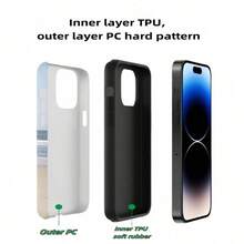 Estampado de garabatos irregulares, funda de teléfono 2 en 1 de cobertura total, funda protectora 3D completa, acabado mate a prueba de polvo, función de amortiguación incorporada, color resistente al desgaste, tacto suave, impresión de cobertura total - Blanco - Ver 9