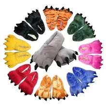 Winter Warm Soft Indoor Floor Slippers Women Men Shoes Paw Funny Animal Christmas Monster Dinosaur Claw Plush Home Random Lining - Màu đỏ, cỡ dành cho trẻ em. - Xem 3