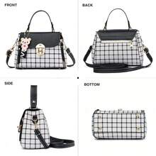 Small Purses And Handbags For Women Fashion Teenage Girls Crossbody Bag Lightweight Shoulder Bag Plaid Pattern Satchel - màu đen - Xem 3