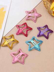 10/25/48pcs Colorful Glitter Star Hair Clips, Sweet & Stylish Decor For Girls, Holiday Party Hair Accessories - Multicolor - View 4