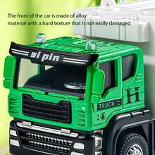 1件压铸合金结构自卸卡车模型 - 逼真的重型工程自卸玩具车，带可翻转伸缩货厢，按比例缩小的精细复制品，带有可活动部件