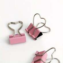 10/20pcs Pink Heart Shaped Metal Office File Folders, Foldable Design For Organizing And Convenient Office Supplies - Multicolor - View 4