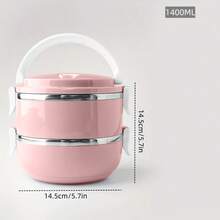 1/2/3/4pcs Round Stainless Steel Premium Solid Color Lunch Boxes With Lids, Multi-Layer Compartments, Multifunctional, High-Temperature Resistant, Strong Sealing, Heat-Insulated, Portable With Handle And Vent Valve, Made Of Materials, Adaptable To Various Scenarios. Suitable For Home, Kitchen, Restaurant, Office, Students, Hospitals, Visiting Relatives, Picnics, Camping, And Travel. - Pink - View 8