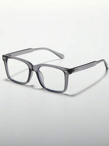 2pcs Men's Metal Decor Vintage Classic Rivet Campus Business Style Clear Lens Glasses (With Glasses Strap) - 2 Sets Of Translucent Gray Frames/plain Films - View 4