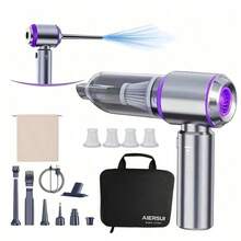 15000PA High Power Portable Wireless Vacuum Cleaner, 4-In-1 Compressed Air Duster And Handheld Vacuum Cleaner With Brushless Motor, Suitable For Car, Home, Office, Camping, Computer Keyboard And Laptop Cleaning, 2000mAh/11.1V - Purple - View 16
