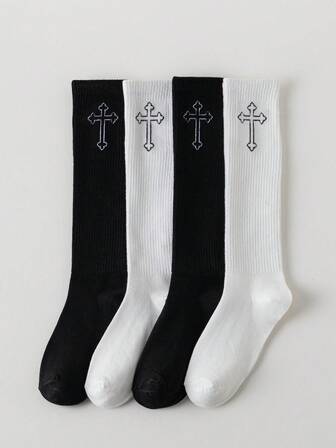 1/2/4 Pairs Women Over-The-Knee Loose Socks, Suitable For All Seasons To Wear With JK Skirts, Suitable For Teenage Girls To Wear To School