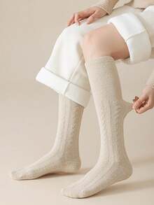 1/3/5 Pairs Women's Thick Warm Mid-Calf Socks, Autumn/Winter - Multicolor - View 10